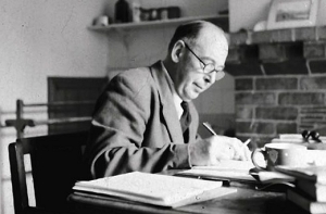 C.S.S. Lewis hard at work on some piece of writing.